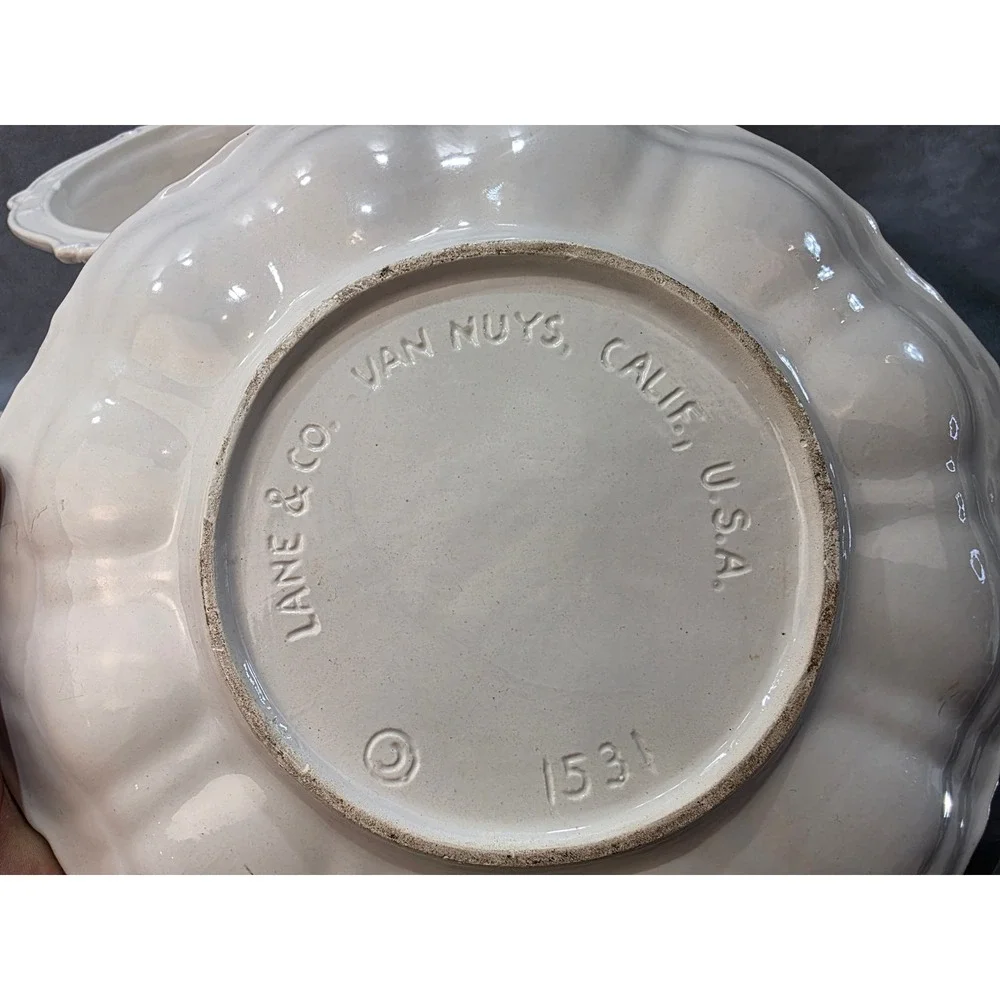 Vintage Lane & Co Van Nuys Calif Ceramic Eagle Soup Tureen Set with Ladle 1531
